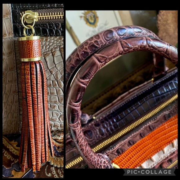 ☆ RARE ☆ OSPREY TRI-TEXTURE🌳ANNA BRAHMIN XL SATCHEL - Picture 13 of 15